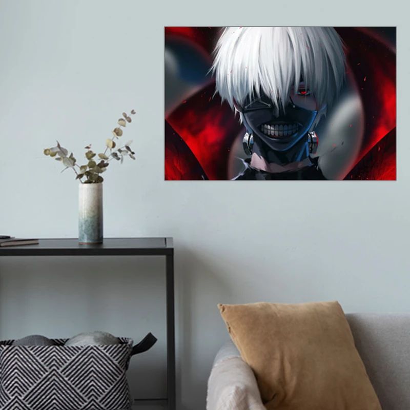 پوستر گوفی مدل والپیپر کن کانکی انیمه توکیو غول طرح Ken Kaneki Tokyo Ghoul Anime Wallpaper کد HORZ26