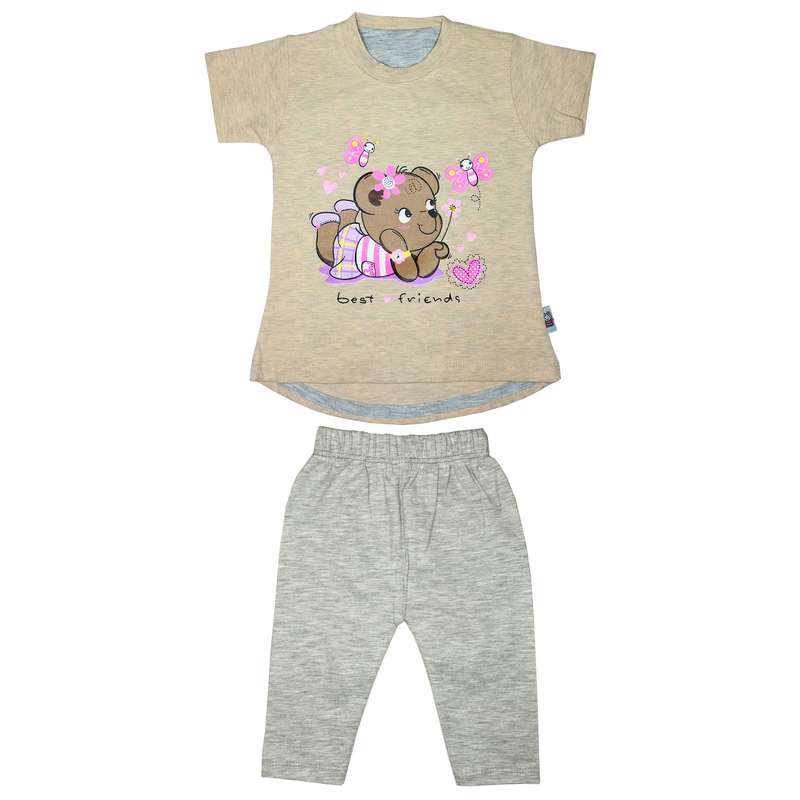 ست تی شرت و شلوار نوزادی مدل خرس و پروانه