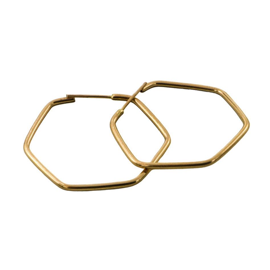 گوشواره طلا 18 عیار زنانه گالری رحمانی مدل شش ضلعی