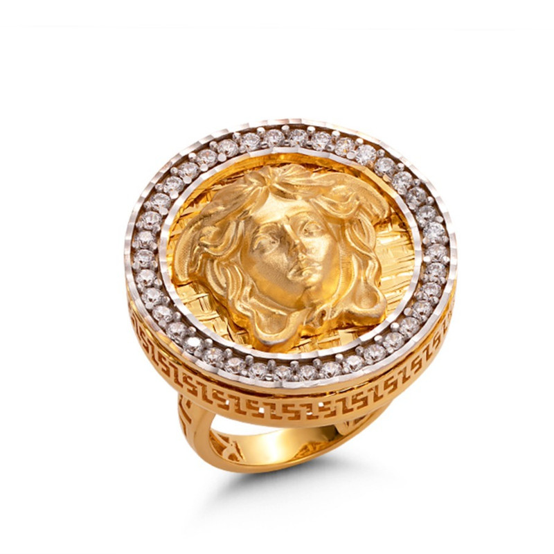 انگشتر طلا 18 عیار زنانه با طرح ورساچه کیمیا زر مدل صورتک کد 1064 سایز 57