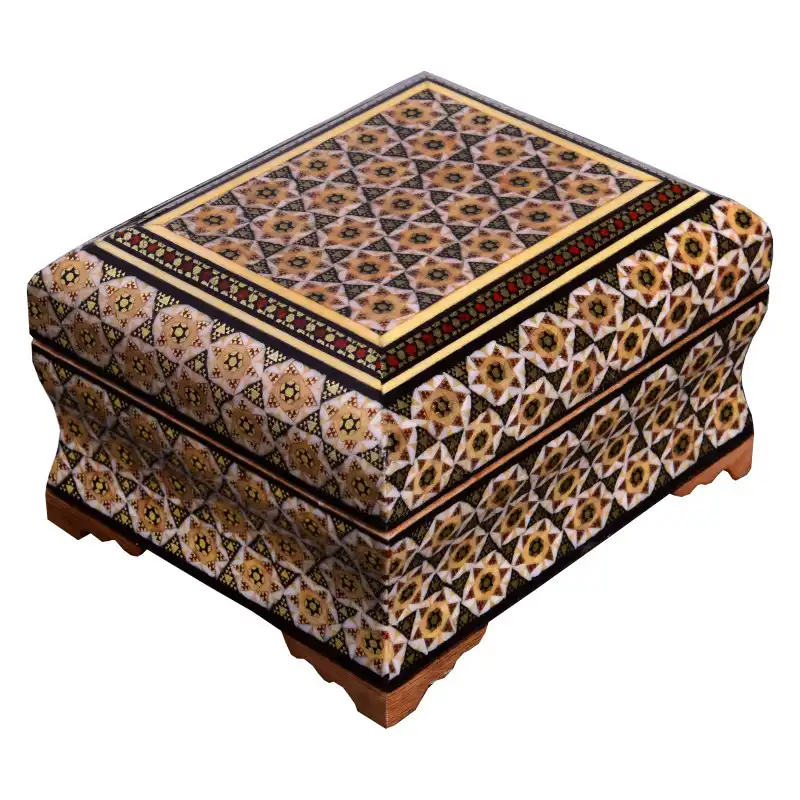 جعبه جواهرات خاتم کاری مدل بغل کاس طرح خورشید کد BK_S12