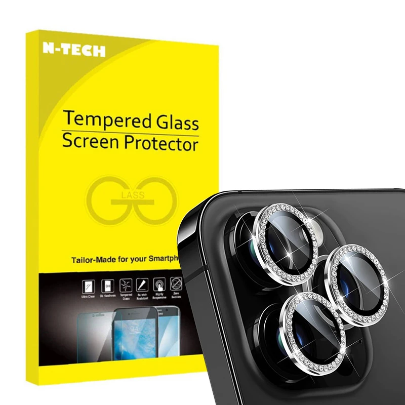 محافظ لنز دوربین انتک مدل رینگی نگین دار مناسب برای گوشی موبایل اپل Iphone 15 Pro / 15 Pro Max
