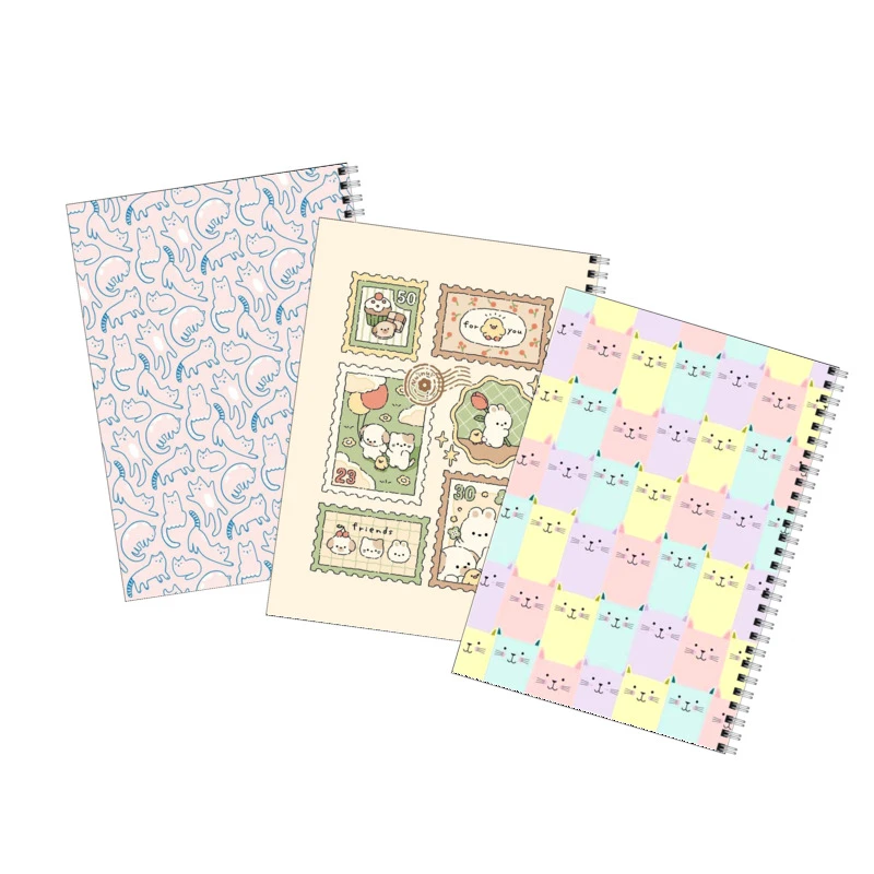 دفتر مشق 100 برگ بامبیلیپ طرح پترن فانتزی گربه کد 14 مجموعه 3 عددی