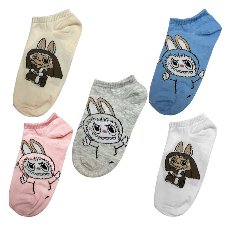 جوراب ساق کوتاه زنانه تن پوش هنگامه مدل مچی لبوبو بسته 5 عددی