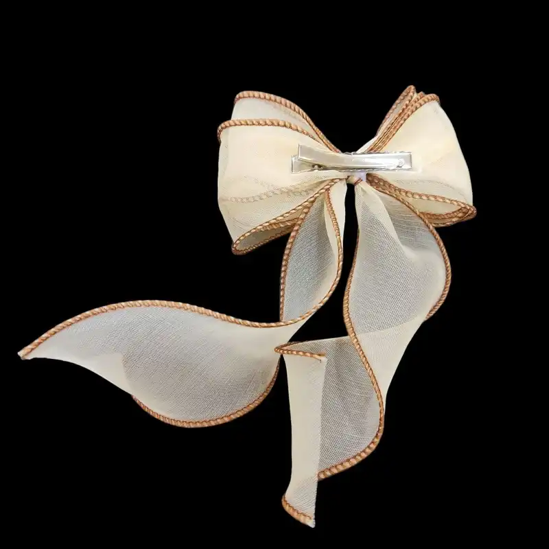 گیره مو زنانه مدل انبری پاپیون تور نوار دوز کد VENUS-PAP17