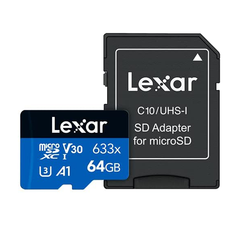 کارت حافظه microSDXC لکسار مدل 633X-A1-V30 کلاس 10 استاندارد UHS-I U3 سرعت 100mbps ظرفیت 64 گیگابایت به همراه آداپتور SD