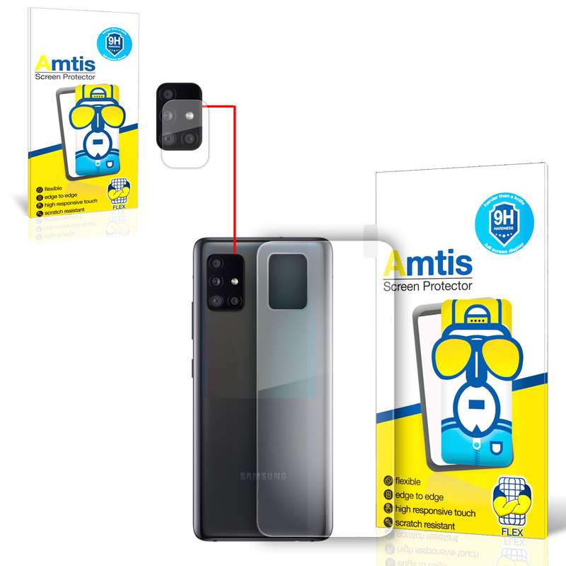 محافظ لنز دوربین امتیس مدل A51 مناسب برای گوشی موبایل سامسونگ GALAXY A51 به همراه محافظ پشت گوشی