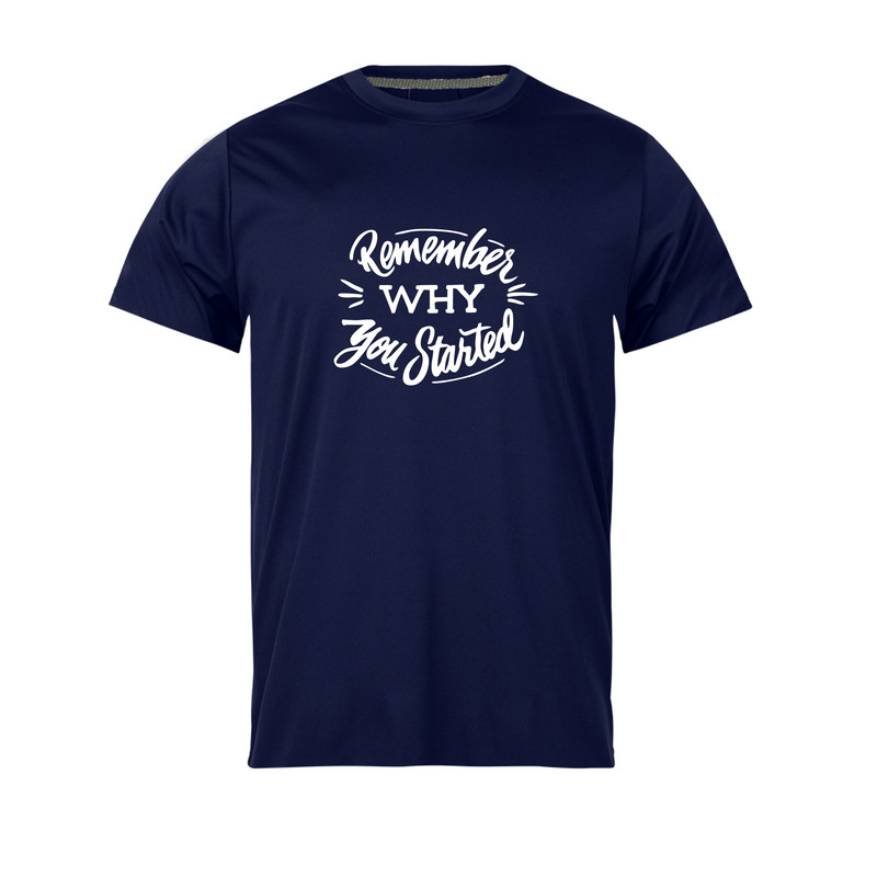 تی شرت آستین کوتاه مردانه مدل Remember why you started_N1_0205 رنگ سرمه ای