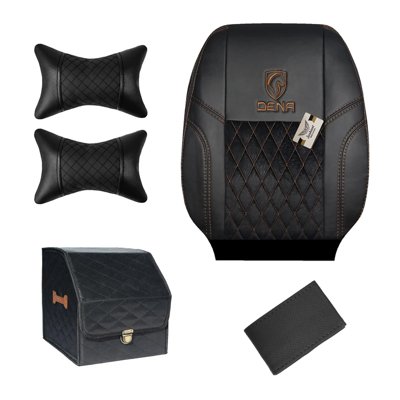 روکش صندلی سوشیانت مدل چکشی مناسب برای دنا و دنا پلاس به همراه پشت گردنی و دور فرمان و باکس صندوق     