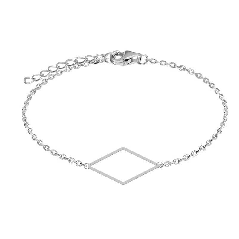 دستبند زنجیری زنانه هایکا مدل شکل هندسی لوزی کد d.ha78