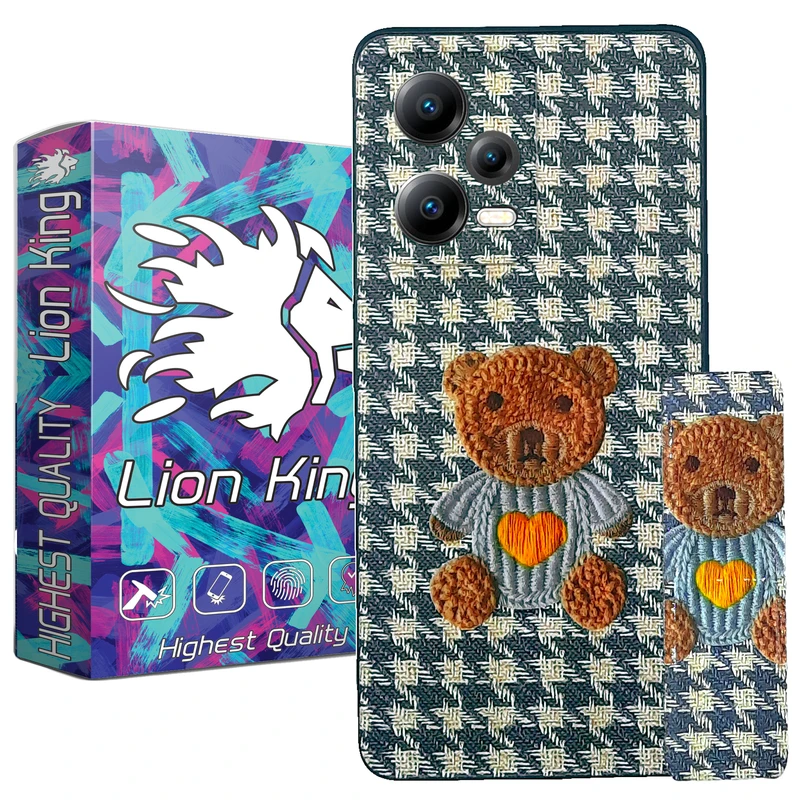 کاور لاین کینگ مدل طرح پارچه ای 3D مناسب برای گوشی موبایل شیائومی Redmi Note 12 / Poco X5 به همراه بندآویز  به همراه پایه نگهدارنده