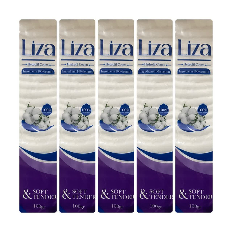 پنبه هیدروفیل لیزا مدل Cotton وزن 100 گرم مجموعه 5 عددی