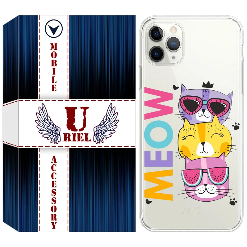 کاور یوریل مدل Clear کد 57 طرح گربه مناسب برای گوشی موبایل اپل iPhone 11 Pro Max