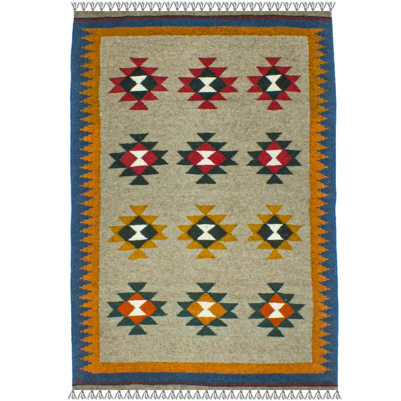 گلیم دستبافت یک و نیم متر مدل شیراز کد 1438 زمینه الوان