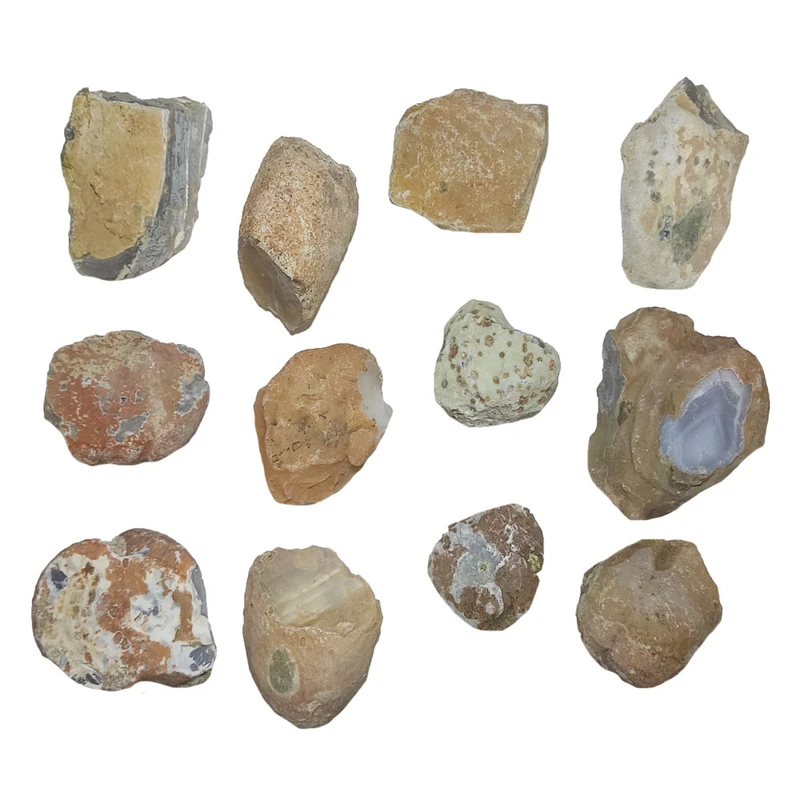 سنگ راف عقیق مدل توپ کد S1 مجموعه 12 عددی