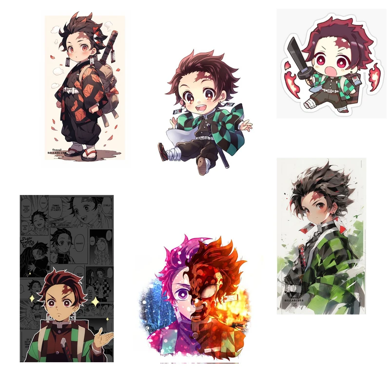 استیکر لپ تاپ و موبایل مدل انیمه طرح شیطان کش کامادو تانجیرو demon slayer kamado tanjiro کد 367 مجموعه 6 عددی