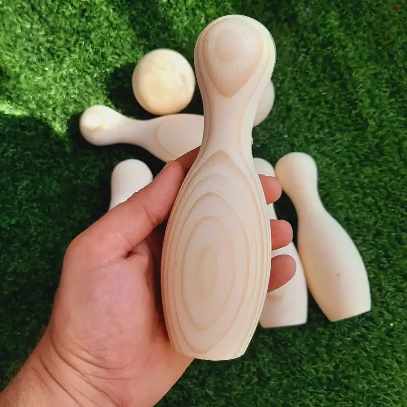 اسباب بازی چوبی مدل بولینگ دکوراتیو کد WBO11 مجموعه 8 عددی