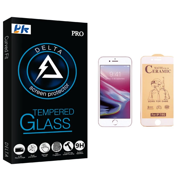 محافظ صفحه نمایش سرامیکی پی کی مدل Delta Glass مناسب برای گوشی موبایل اپل iPhone 8