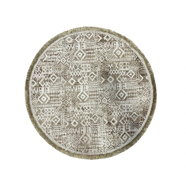 فرش ماشینی 440 شانه زمینه کرم - قهوه‌ای حاشیه کرم مدل مدرن ۲۰۱۲