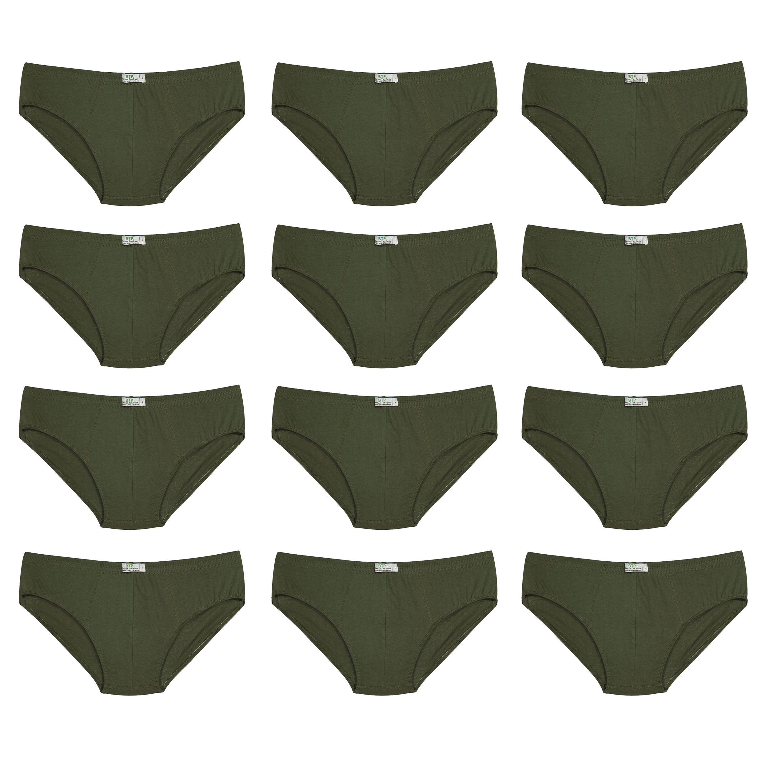 شورت مردانه برهان تن پوش مدل اسلیپ 6-03 رنگ سبز بسته 12 عددی