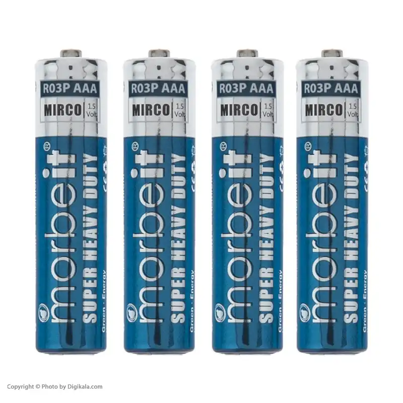 باتری نیم قلمی موربیت مدل R03P بسته 4 عددی