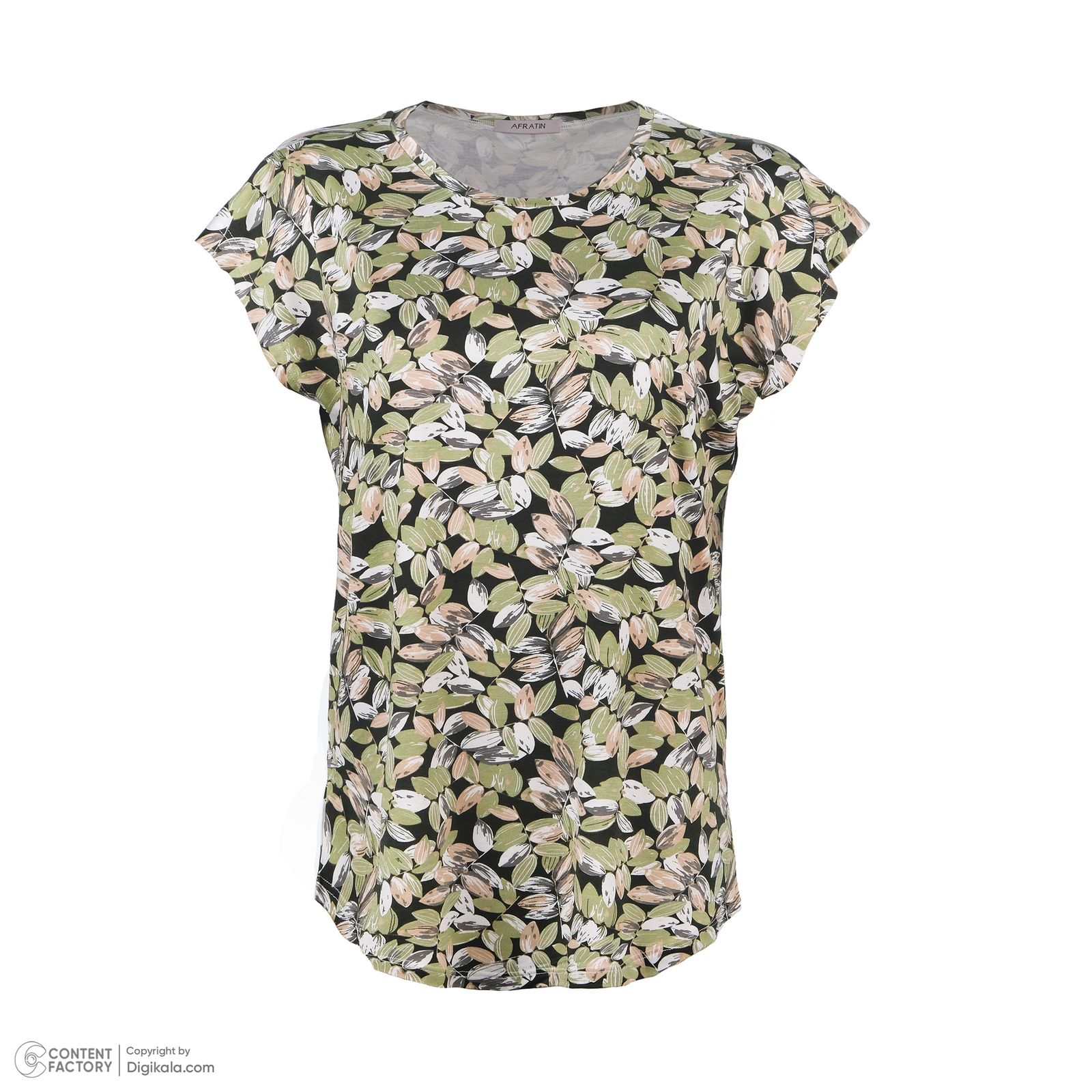 تی شرت آستین کوتاه زنانه افراتین مدل برگ کد 2579 رنگ سبز -  - 4