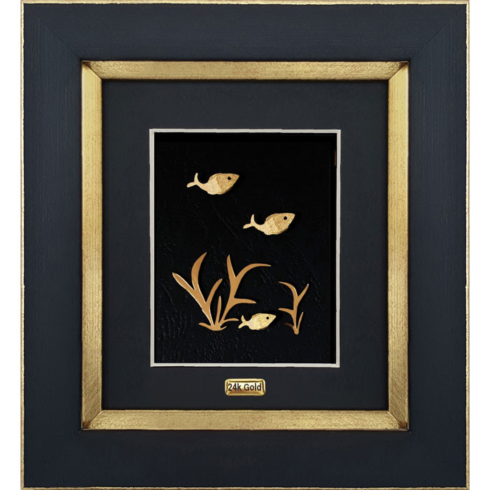 تابلو طلاکوب زرین هنر ایران طرح ماهی
