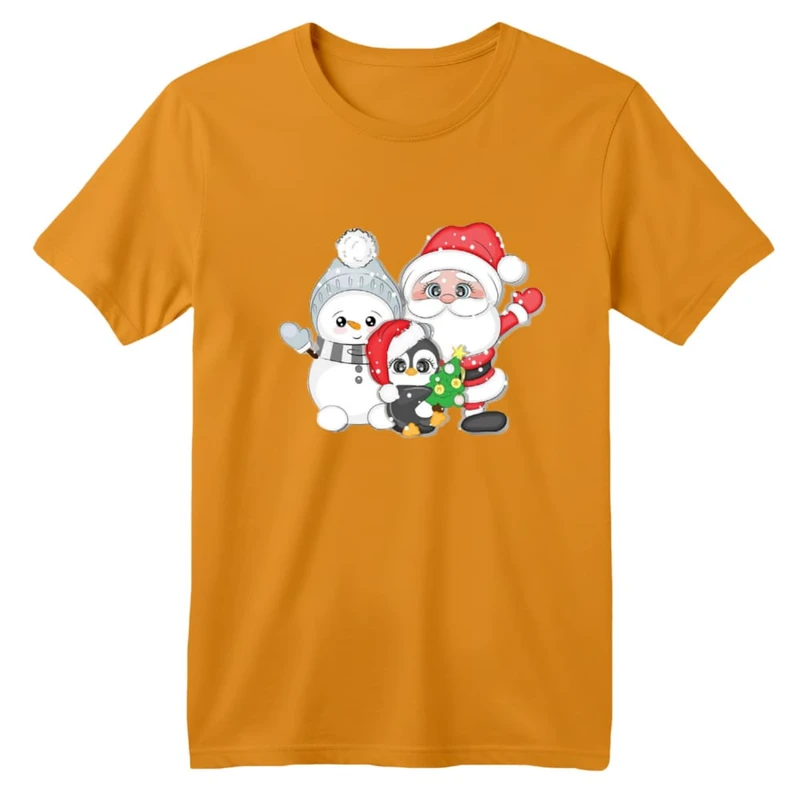 تی شرت آستین کوتاه بچگانه مدل پنگوئن کریسمس کد 4