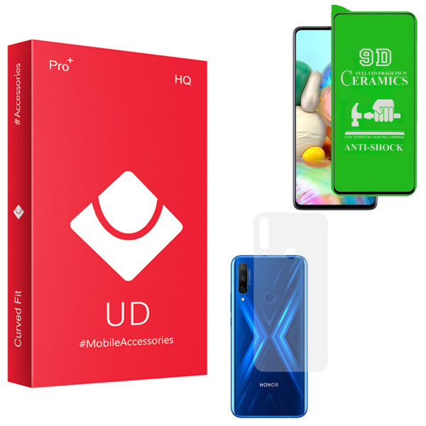 محافظ صفحه نمایش سرامیکی یو دی مدل HQ مناسب برای گوشی موبایل هوآوی آنر 9X به همراه محافظ پشت گوشی
