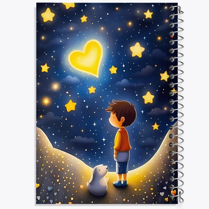 دفتر ژورنال نویسی 50 برگ خندالو مدل نقطه ای طرح پسر و ستاره ها کد F6433