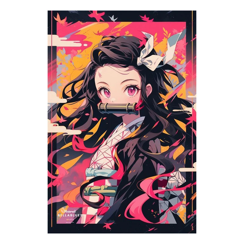 استیکر لپ تاپ و موبایل مدل انیمه طرح شیطان کش نزوکو کامادو demon slayer nezuko kamado کد 230