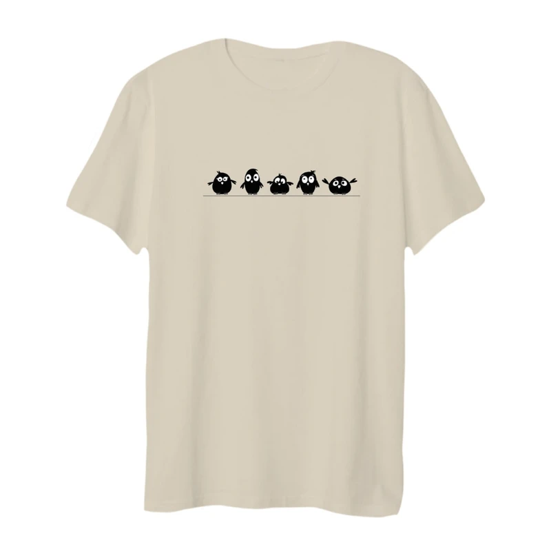 تی شرت لانگ آستین کوتاه زنانه مدل پرنده ها