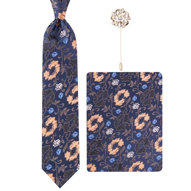 ست کراوات و دستمال جیب و گل کت مردانه مدل GF-PA1260-DB