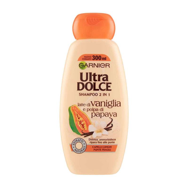 شامپو مو گارنیه مدل latte di vaniglia e polpa di papaya حجم 300 میلی لیتر