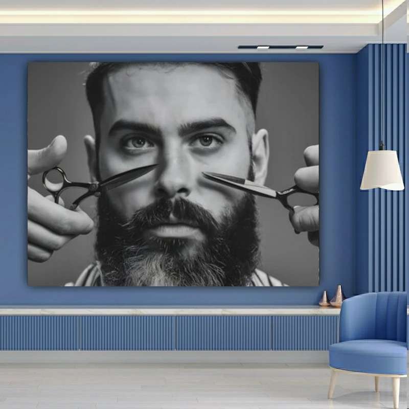  پوستر طرح مخمل آرایشگاه مردانه مدل قیچی(1) کد FP104833