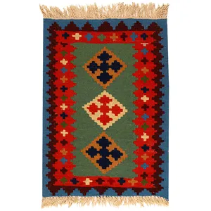 گلیم دستبافت نیم متری مدل قشقایی کد 990648