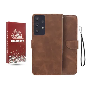 کیف کلاسوری دیامانته مدل جاکارتی بنددار مناسب برای گوشی موبایل سامسونگ Galaxy A73 به همراه بند آویز