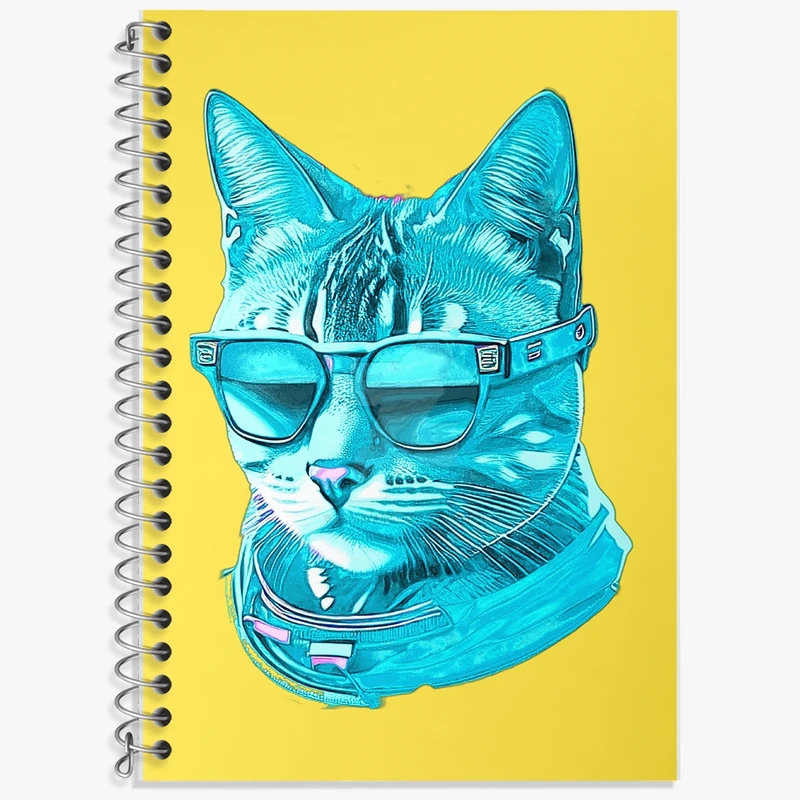 دفتر زبان 50 برگ خندالو مدل دو خط طرح گربه (Cat) کد F1699