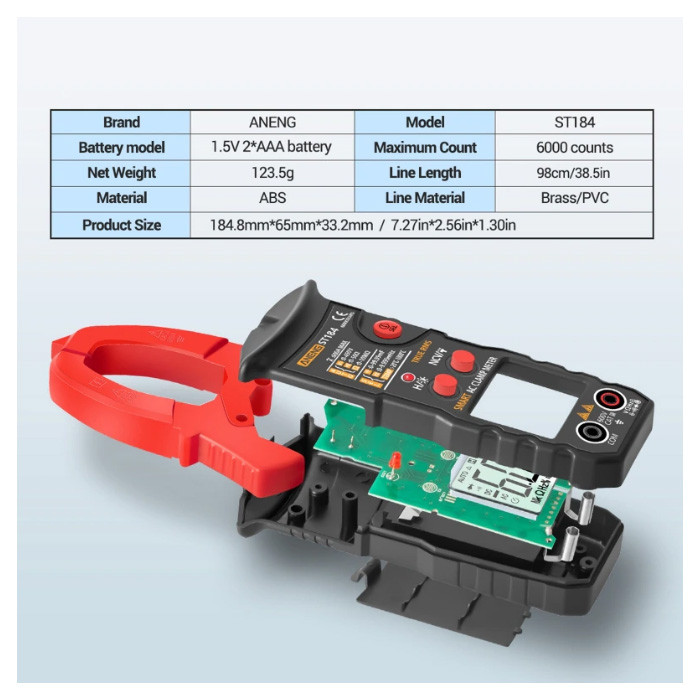 مولتی متر کلمپی دیجیتال ANENG مدل ST184