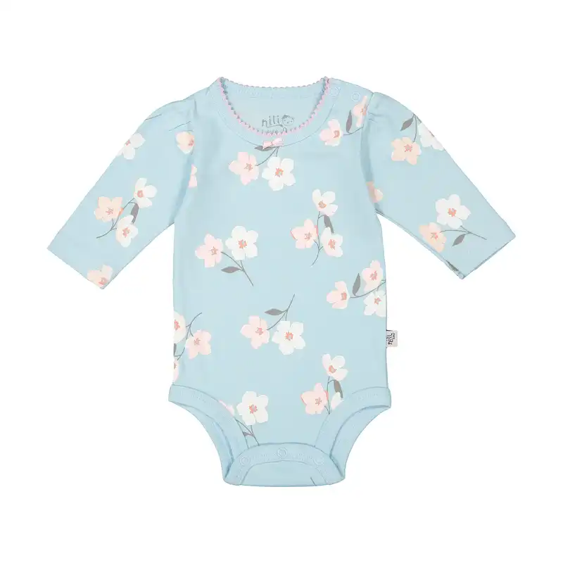 بادی آستین بلند نوزادی نیلی مدل lovly 86180