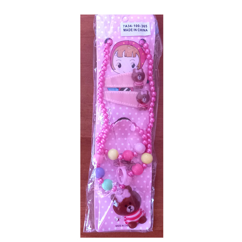 نیم ست دخترانه مدل خرس کد 02B به همراه گیره مو