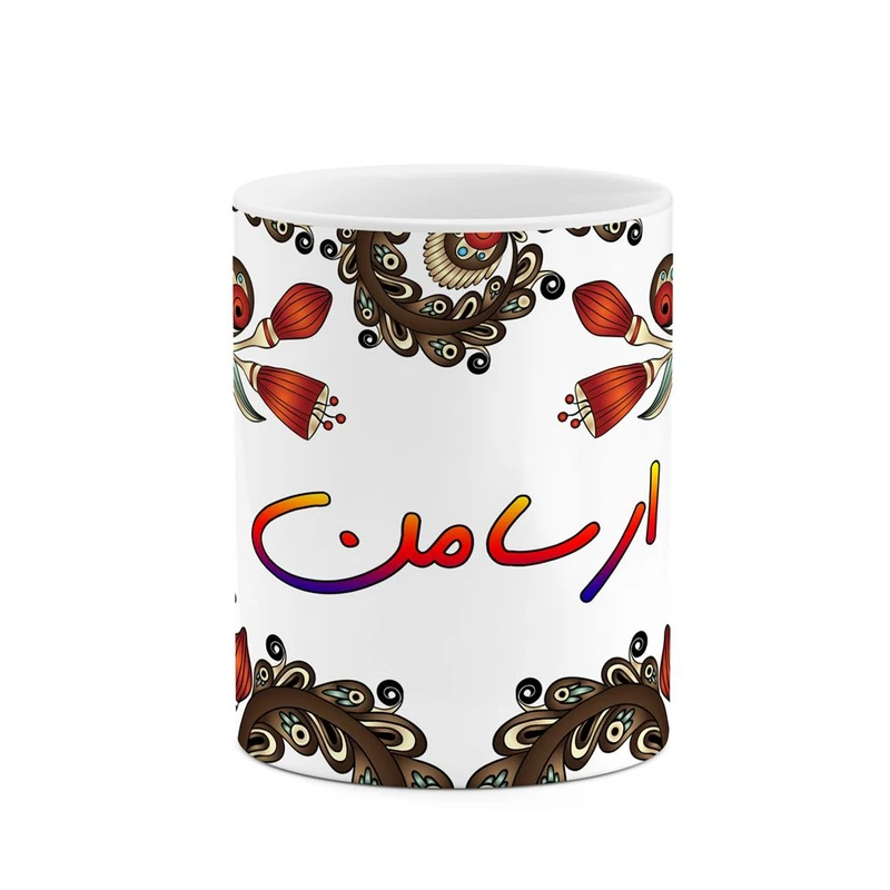 ماگ کاکتی مدل اسم ارسامن طرح سنتی گل و بته کد mgh43439