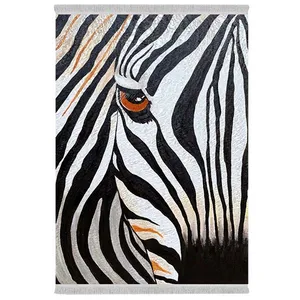 فرش پارچه‌ای دفه مدل فرشینه شانل مخمل طرح فانتزی کد 7284