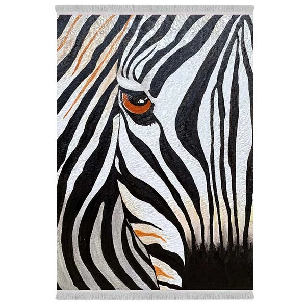 فرش پارچه‌ای دفه مدل فرشینه شانل مخمل طرح فانتزی کد 7284