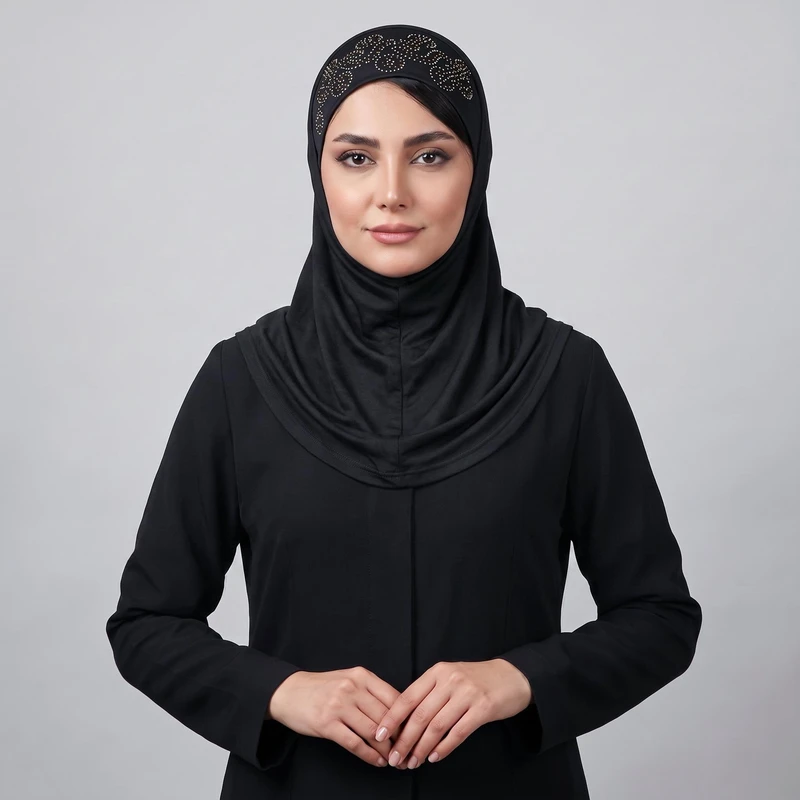 مقنعه دخترانه مدل هد نگین دار