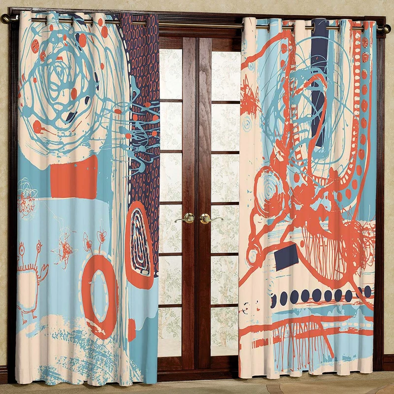 پرده طرح نقاشی مدل مخمل پانچی کد 5561LR W سایز 140x200 سانتی متر