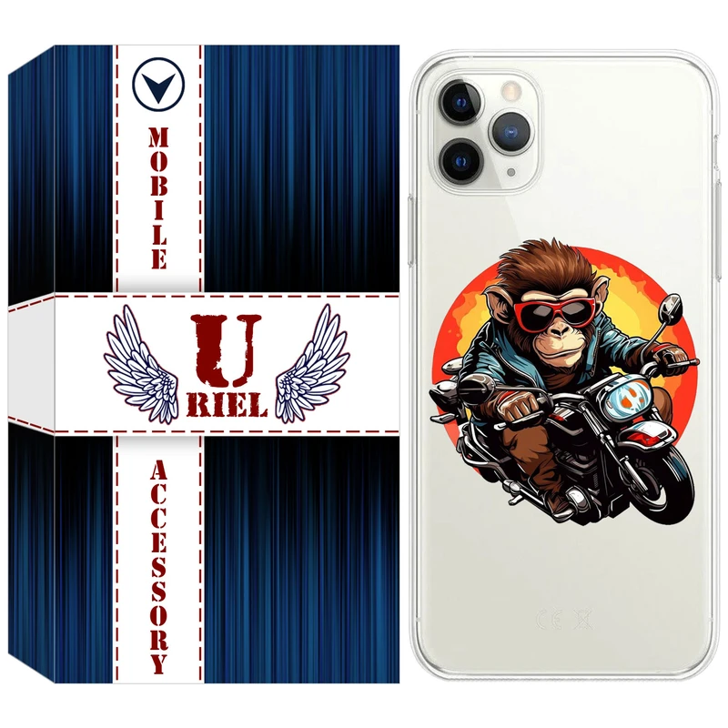 کاور یوریل مدل Clear کد 32 طرح میمون موتورسوار مناسب برای گوشی موبایل اپل iPhone 11 Pro Max