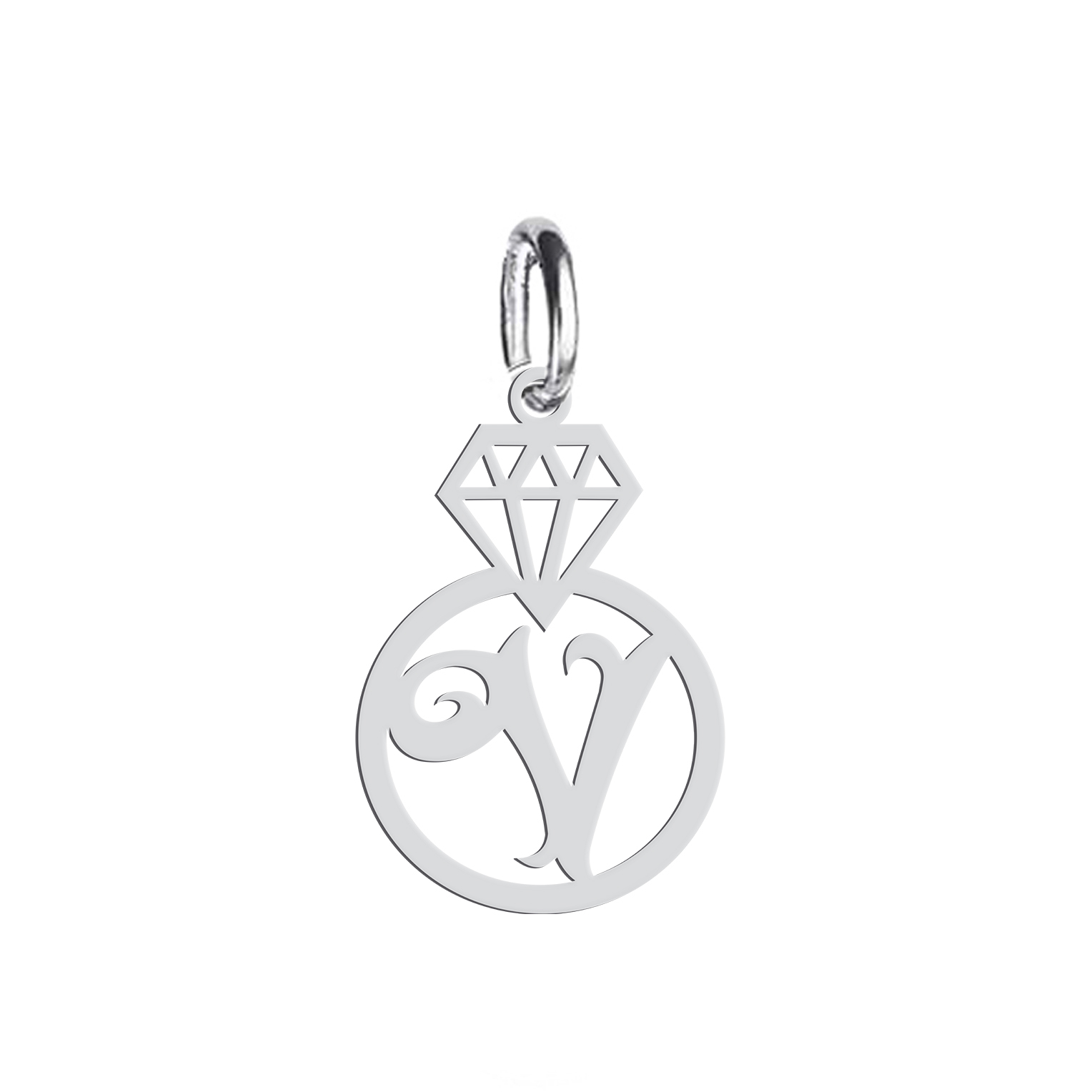 آویز گردنبند هایکا طرح الماس و حرف V مدل ha 856