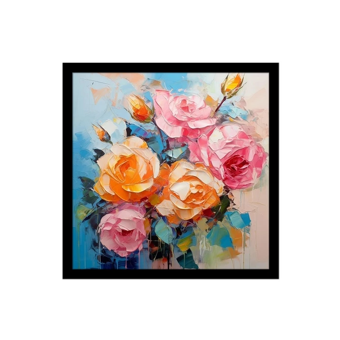 تابلو نوری بکلیت طرح نقاشی رنگ روغن گل مدل B-MID-16287