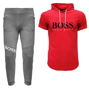 ست تی شرت کلاه دار و شلوار مردانه مدل 00518124 رنگ قرمز